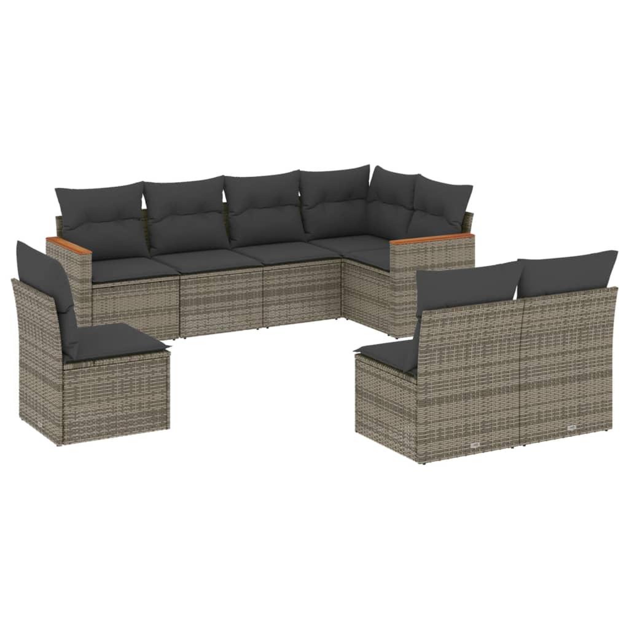 Voir la diapositive 2 : VIDAXL Salon de jardin 8 pcs avec coussins gris resine tressee