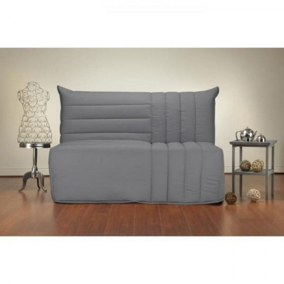 BULTEX Banquette BZ 3 places BECCI - Tissu gris - BULTEX - Made in France - L 142 x P 101 cm