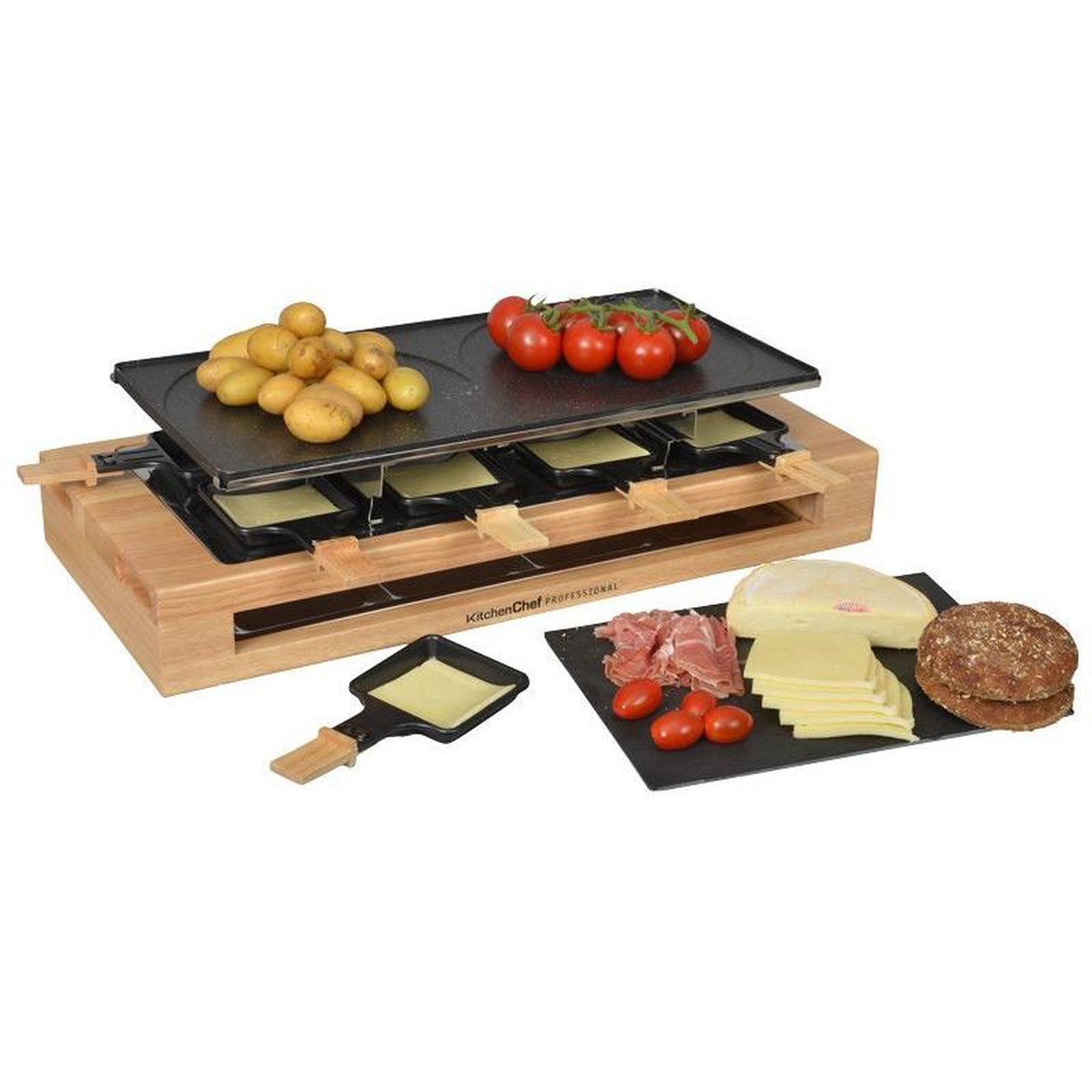 Voir la diapositive 5 : Kitchen chef Appareil à raclette 8 personnes 1500w - KCWOOD8MAXI