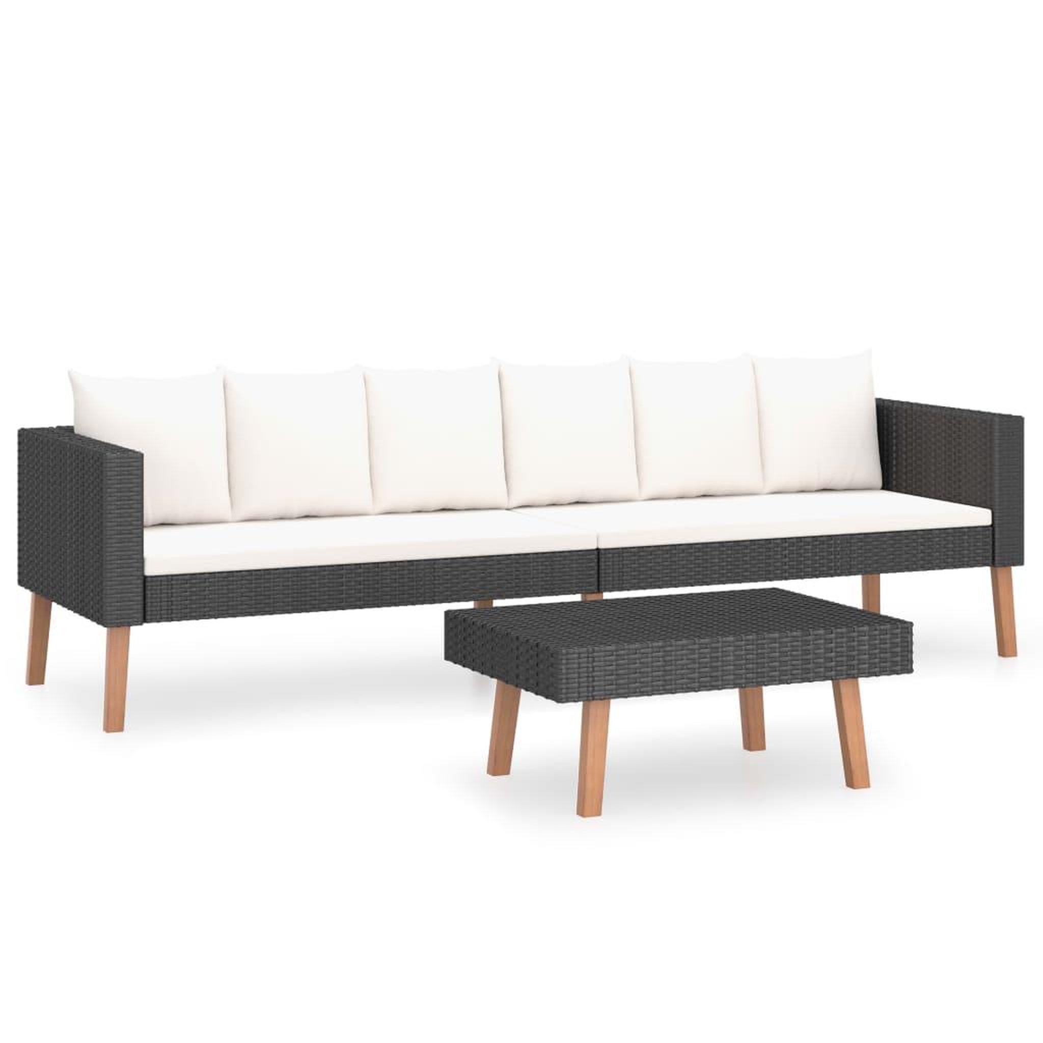 Voir la diapositive 2 : VIDAXL Salon de jardin 2 pcs avec coussins Resine tressee Noir