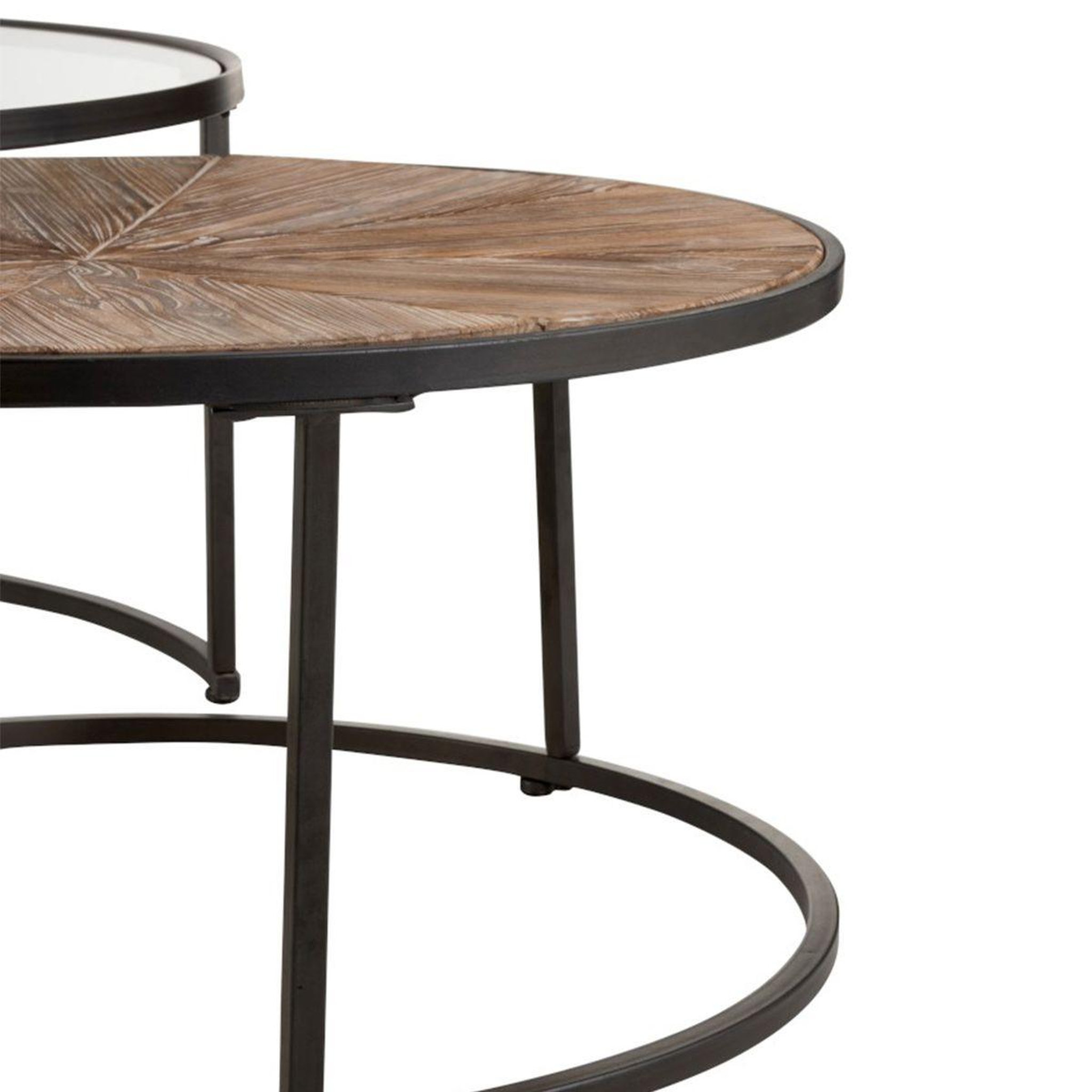 Voir la diapositive 5 : J-LINE Lot de 2 tables basses rondes  hexagone  91cm noir