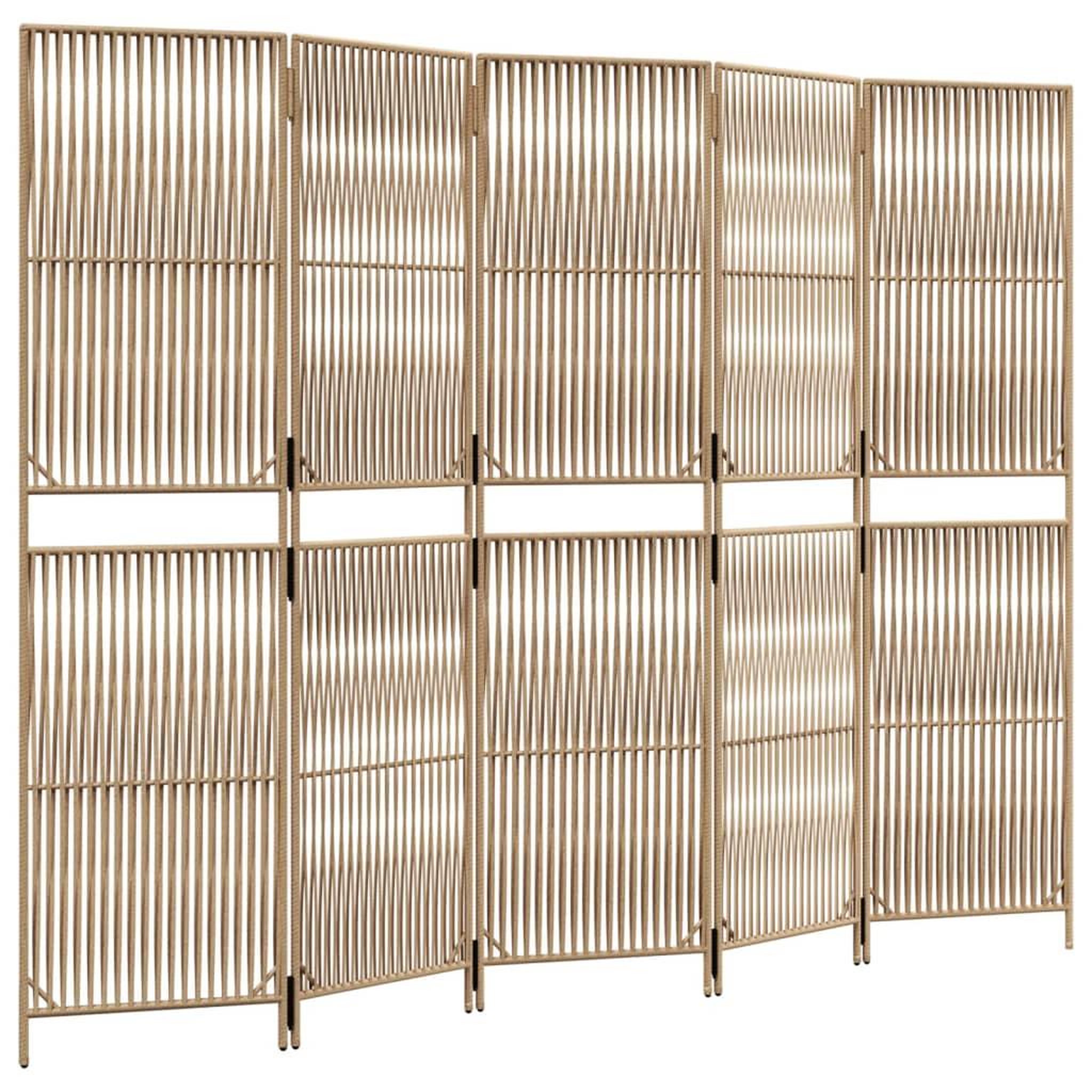 Voir la diapositive 2 : VIDAXL Cloison de separation 5 panneaux beige resine tressee