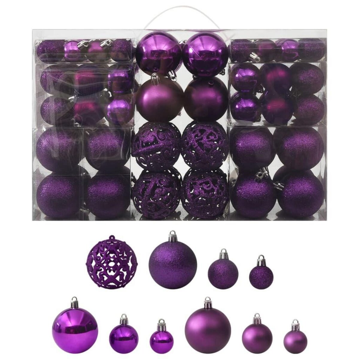 VIDAXL Ensemble de boules de Noël 100 pcs Violet