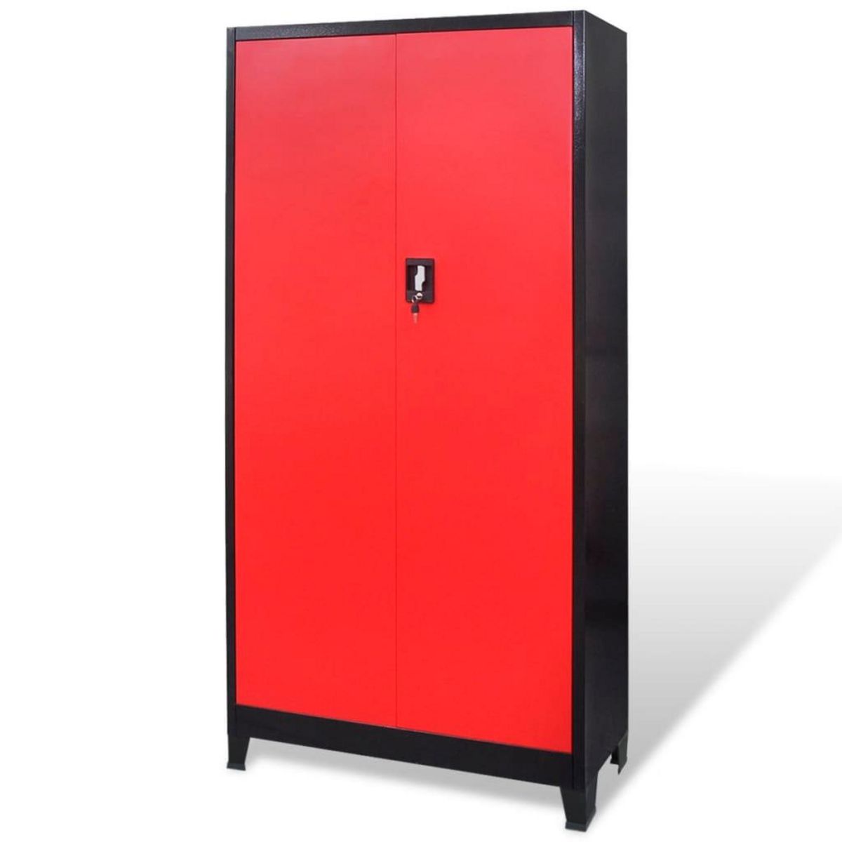 VIDAXL Armoire a outils avec 2 portes Acier 90x40x180 cm Noir et rouge