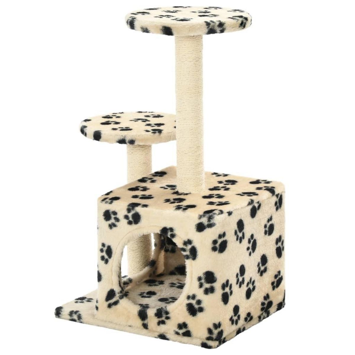 VIDAXL Arbre a chat avec griffoir en sisal 60 cm Beige Motif de pattes