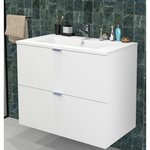 Meuble de salle de bain sous vasque 2 tiroirs + vasque L80cm FARO. Coloris disponibles : Blanc, Bois