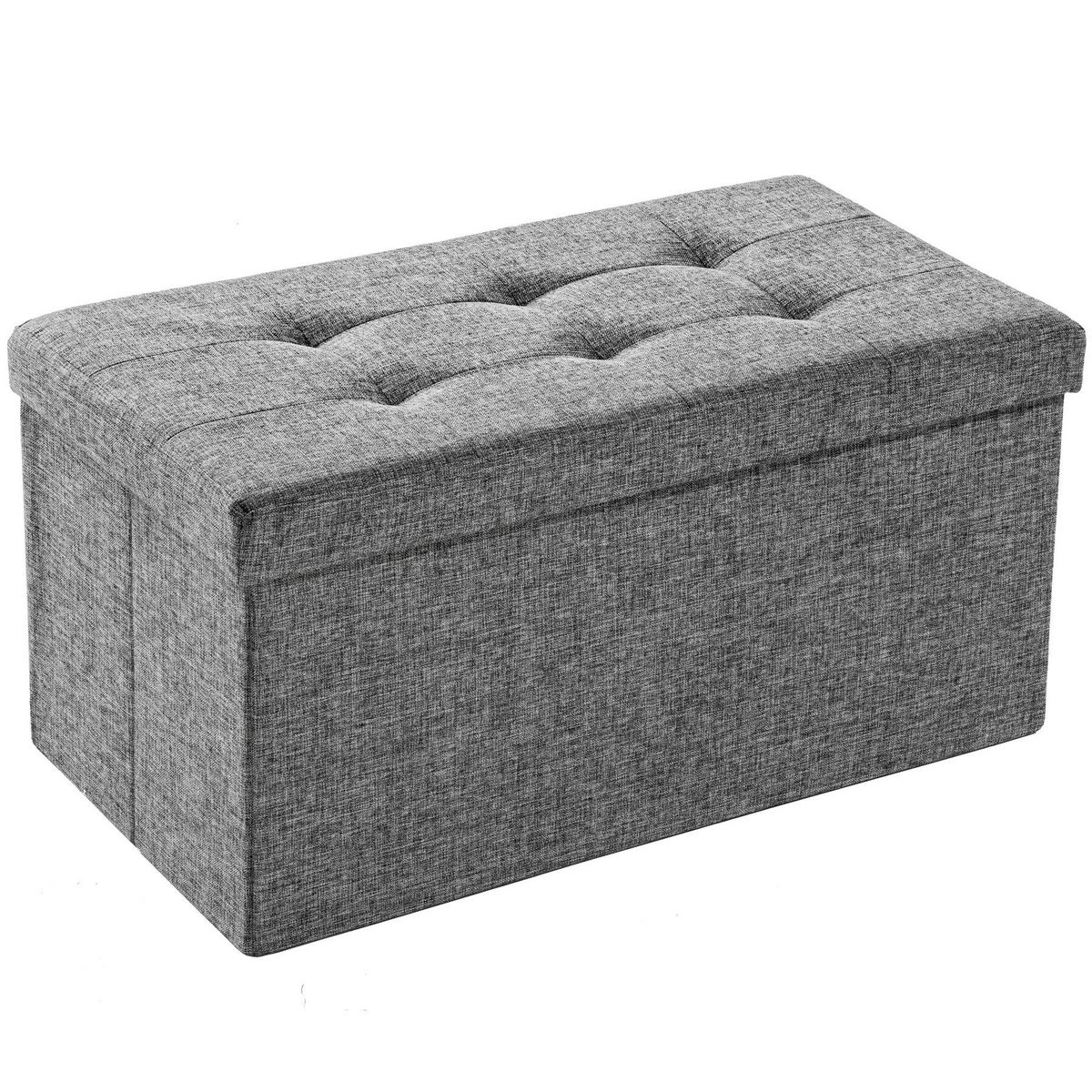 tectake Tabouret avec espace de rangement pliable gris clair