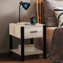 Voir la diapositive 2 : ID MARKET Lot de 2 tables de chevet ONYX 1 tiroir avec tablette bois et noir