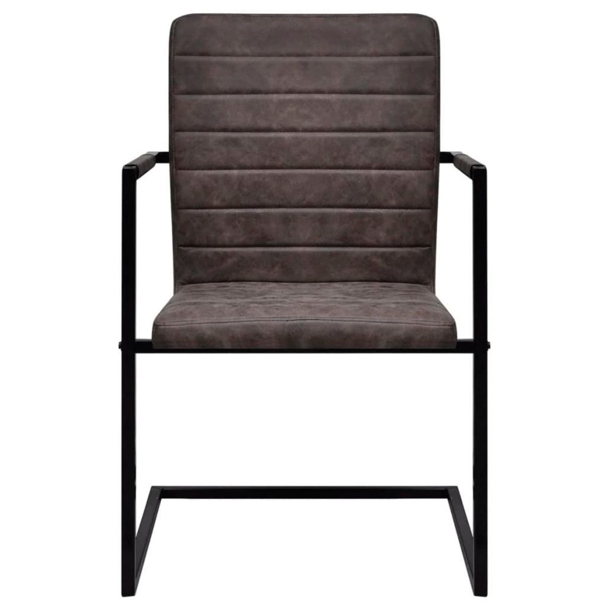 VIDAXL Chaises a manger cantilever lot de 2 marron similicuir