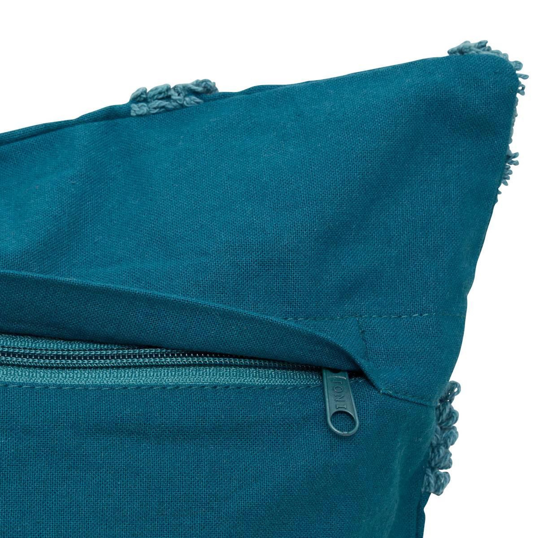 Voir la diapositive 3 : ATMOSPHERA Coussin déco tufté  homy  45x45cm bleu pétrole