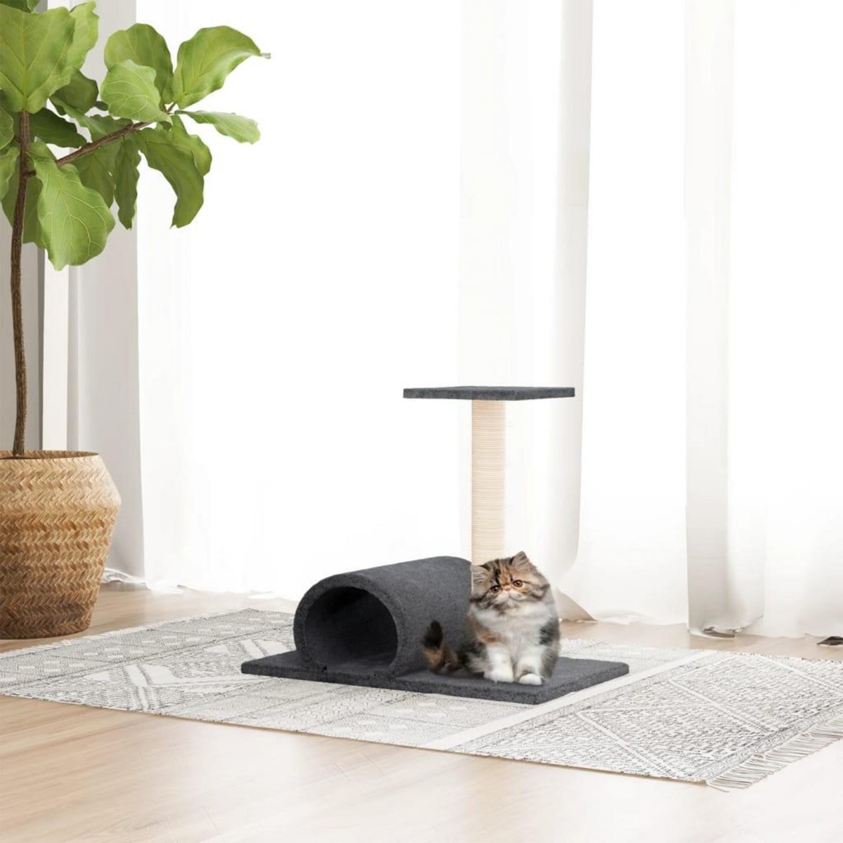 VIDAXL Arbre a chat avec tunnel Gris fonce 60x34,5x50 cm