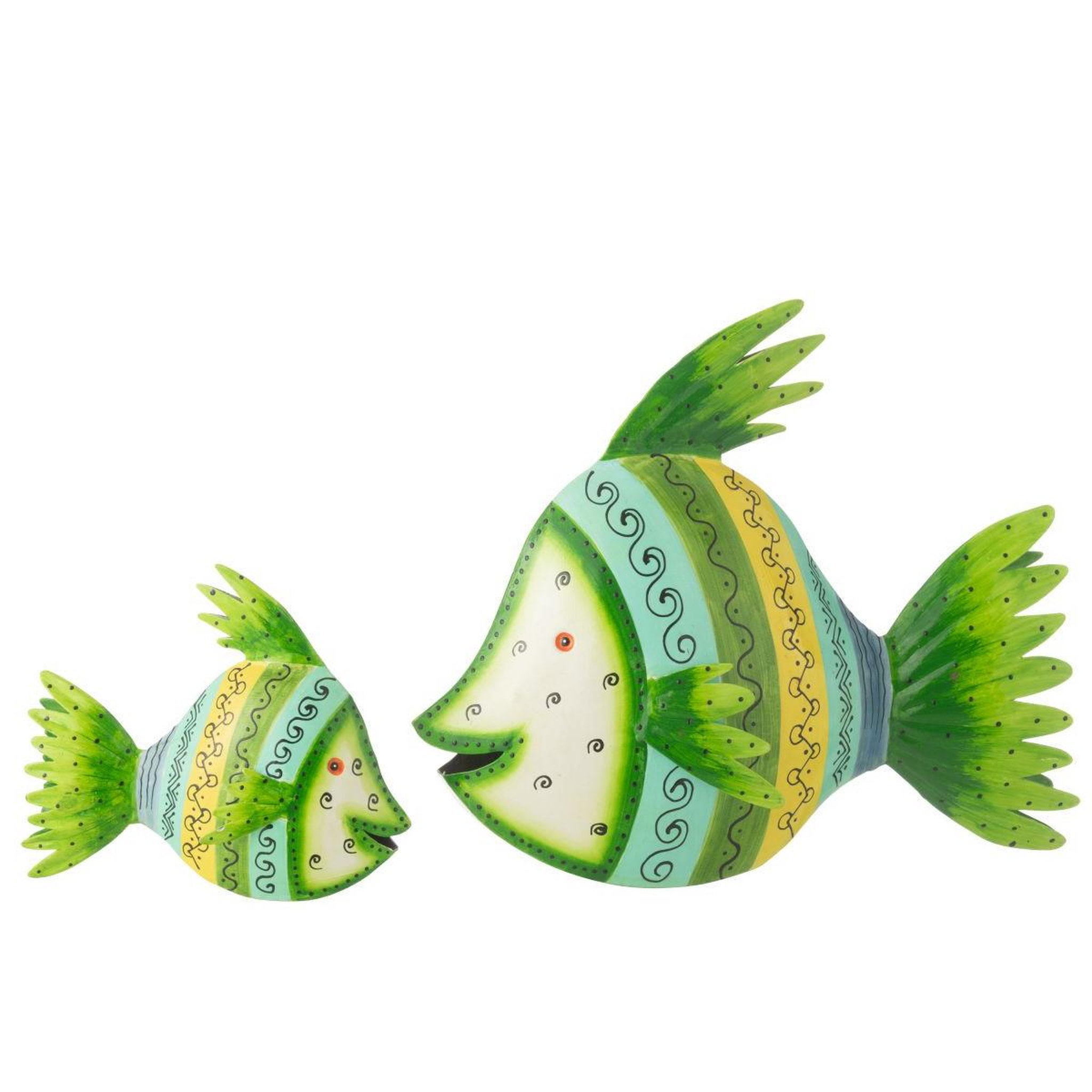 Voir la diapositive 2 : J-LINE Statuette déco poisson en métal  tom  34cm vert