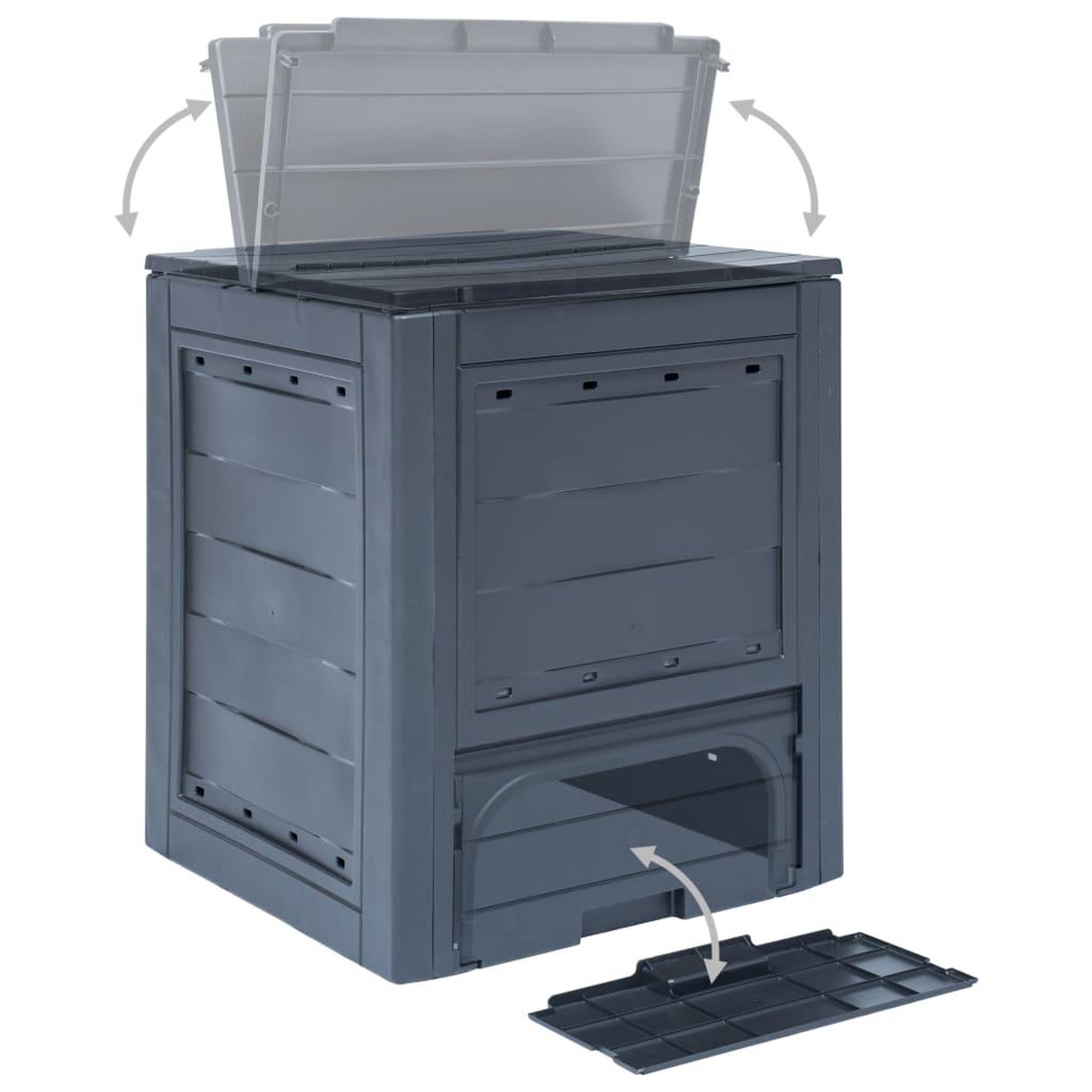 Voir la diapositive 4 : VIDAXL Bac a compost de jardin Gris 60x60x73 cm 260 L