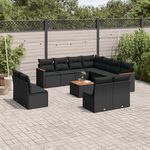 VIDAXL Salon de jardin 12 pcs avec coussins noir resine tressee