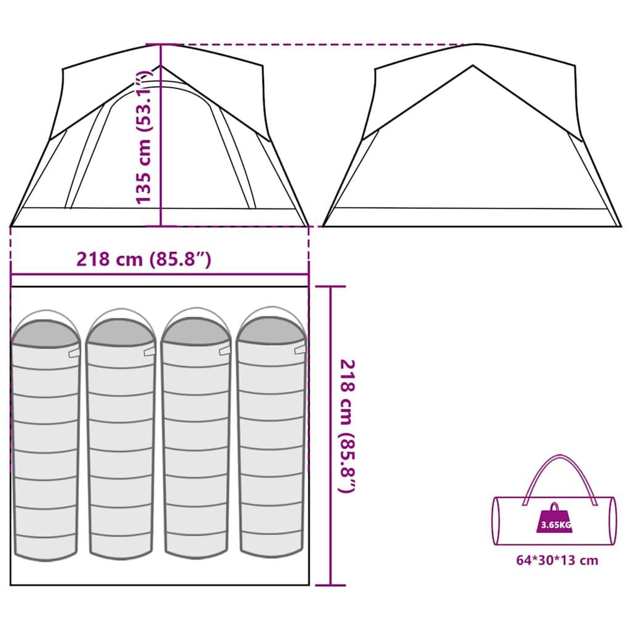 Voir la diapositive 6 : VIDAXL Tente de camping de cabine 4 personnes gris orange impermeable