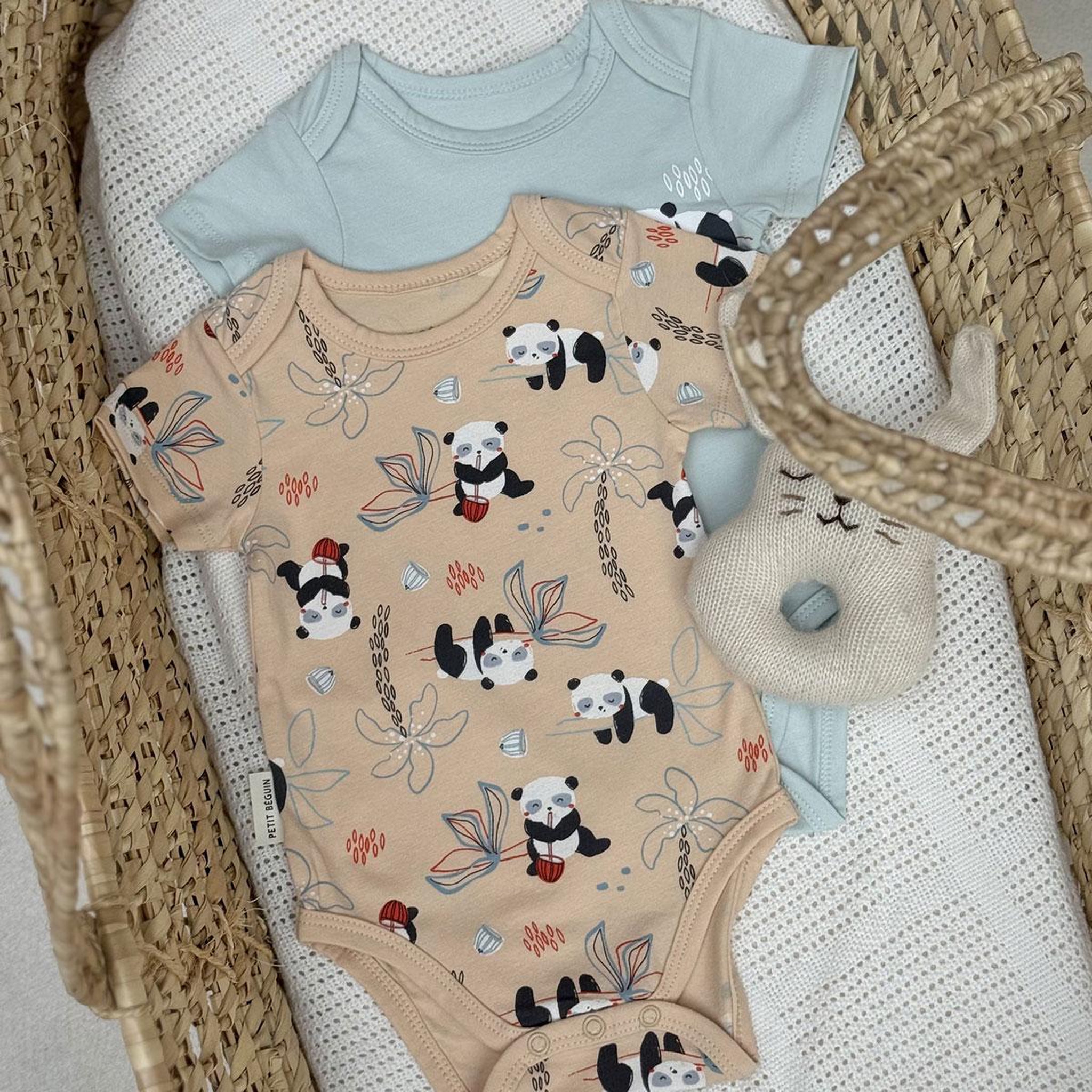 Voir la diapositive 6 : Petit Béguin Lot de 2 bodies bébé manches courtes bento