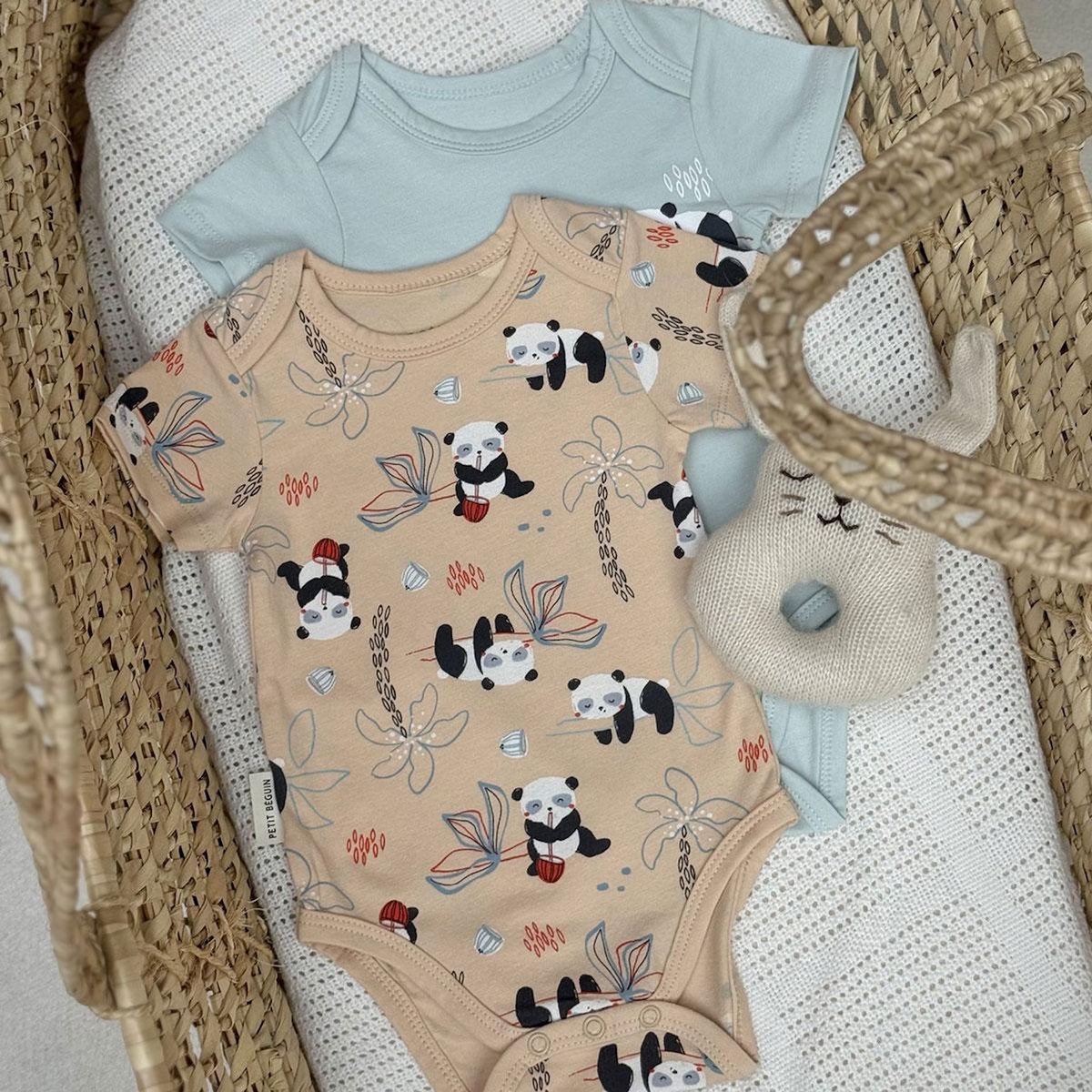 Petit Béguin Lot de 2 bodies bébé manches courtes Bento