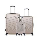 WAVE PARIS Lot de 3 - Valises grand format, weekend et cabine XXS TIGRE. Coloris disponibles : Bleu, Noir, Beige, Vert, Gris, Rose