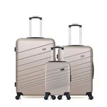 WAVE PARIS Lot de 3 - Valises grand format, weekend et cabine XXS TIGRE. Coloris disponibles : Noir, Beige, Bleu, Vert, Gris, Rose