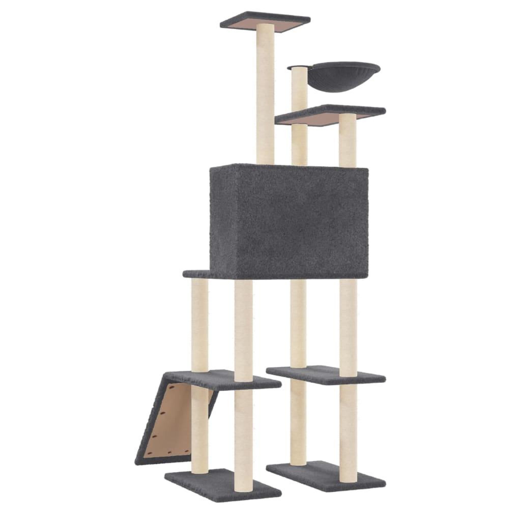 Voir la diapositive 5 : VIDAXL Arbre a chat avec griffoirs en sisal Gris fonce 166 cm