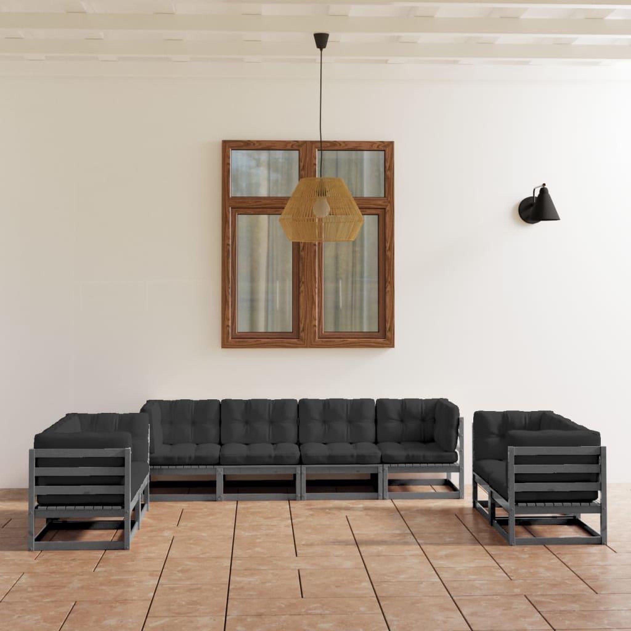 Voir la diapositive 1 : VIDAXL Salon de jardin 8 pcs avec coussins Bois de pin massif
