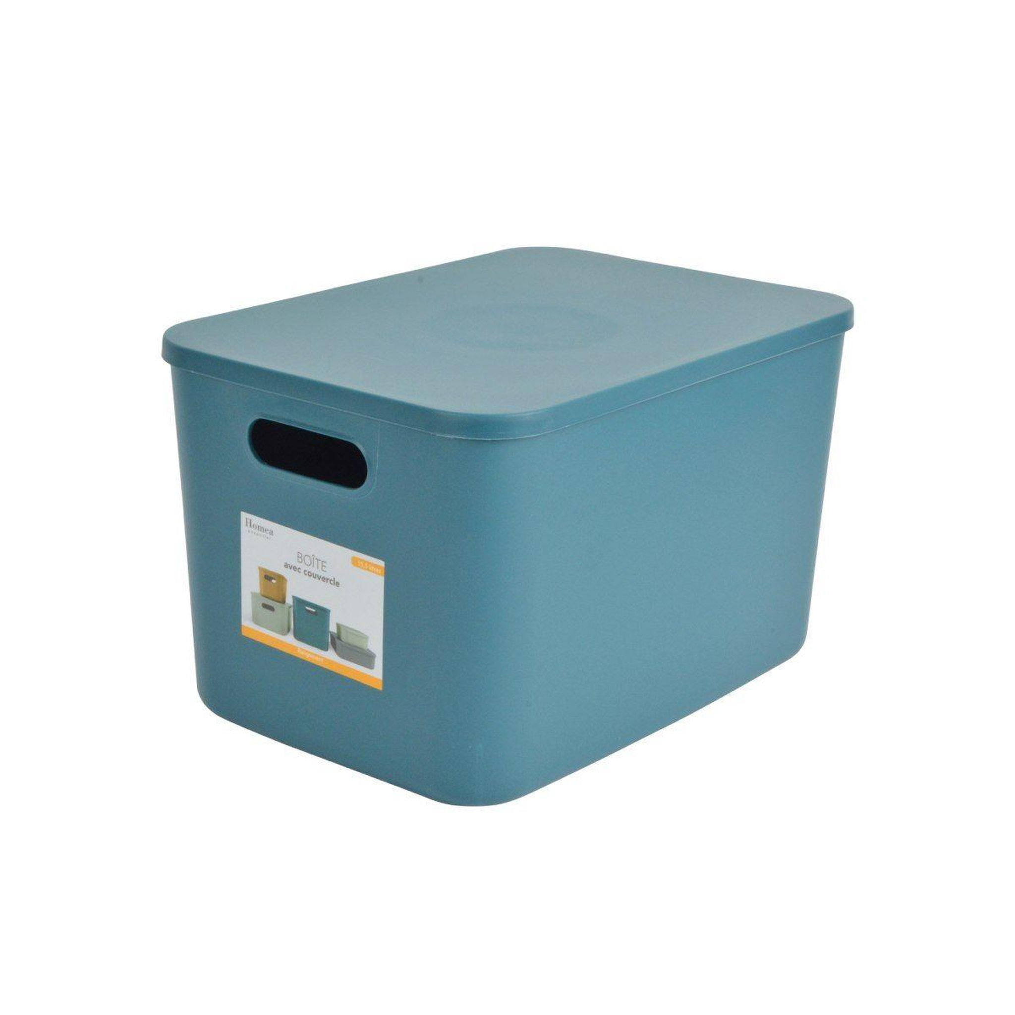 Voir la diapositive 5 : HOMEA Boîte de rangement avec couvercle  iris  15,5l emeraude