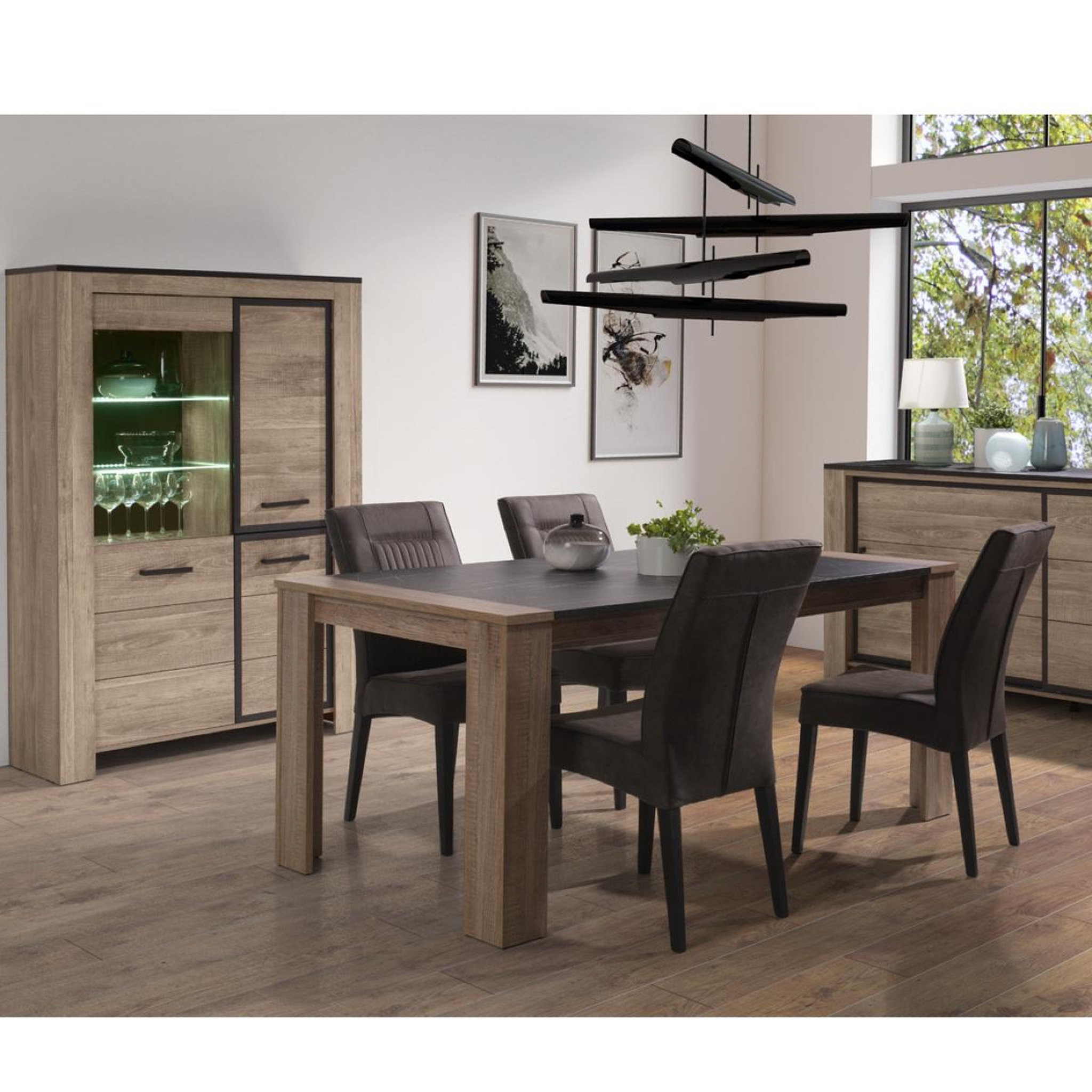 Voir la diapositive 2 : JLC KREATION Table à manger moderne en bois 180cm olive