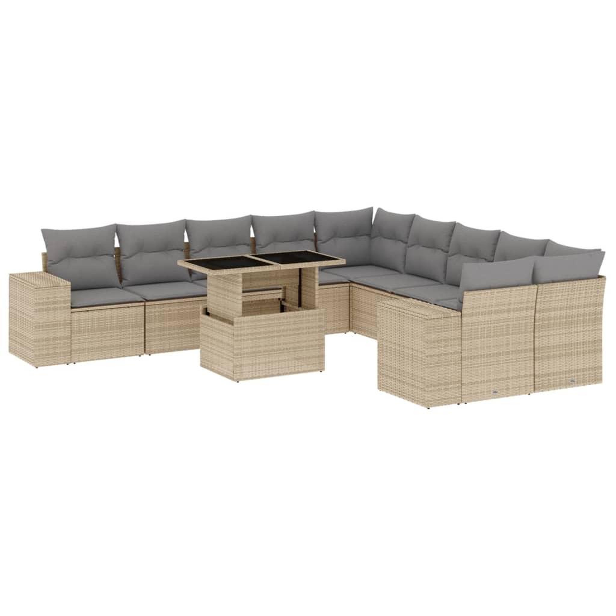 Voir la diapositive 2 : VIDAXL Salon de jardin 11 pcs avec coussins beige resine tressee
