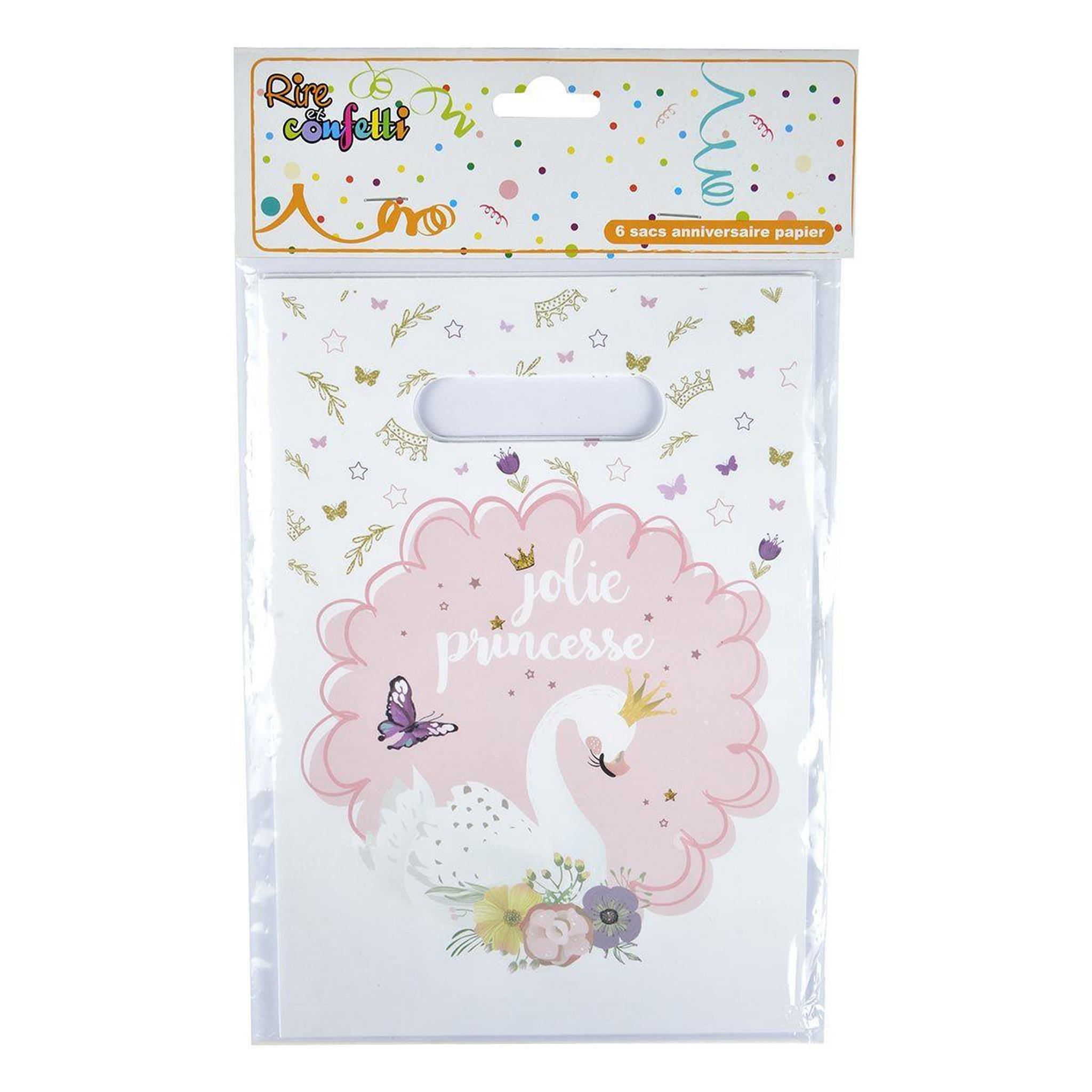 Voir la diapositive 2 : RIRE & CONFETTI Lot de 6 Sacs à Bonbons  Cygne  23cm Blanc