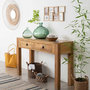 Voir la diapositive 6 : ATMOSPHERA Console en Bois 2 Tiroirs  Ajmal  120cm Naturel