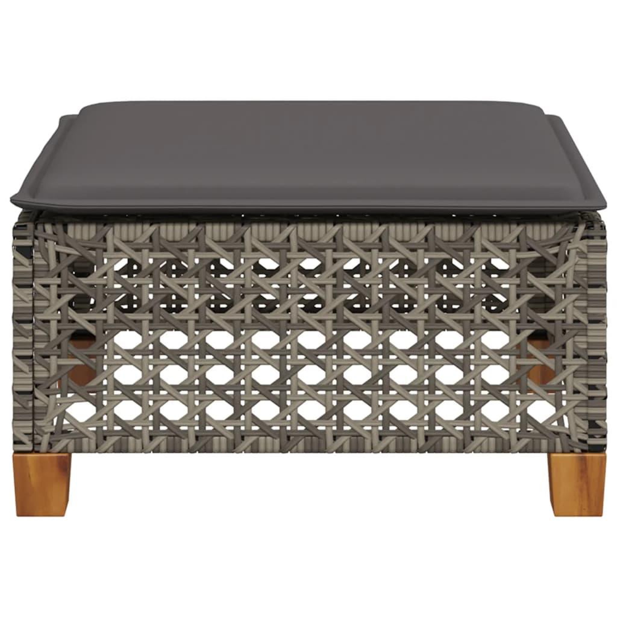 Voir la diapositive 4 : VIDAXL Tabouret de jardin et coussin gris 63,5x56x32 cm resine tressee