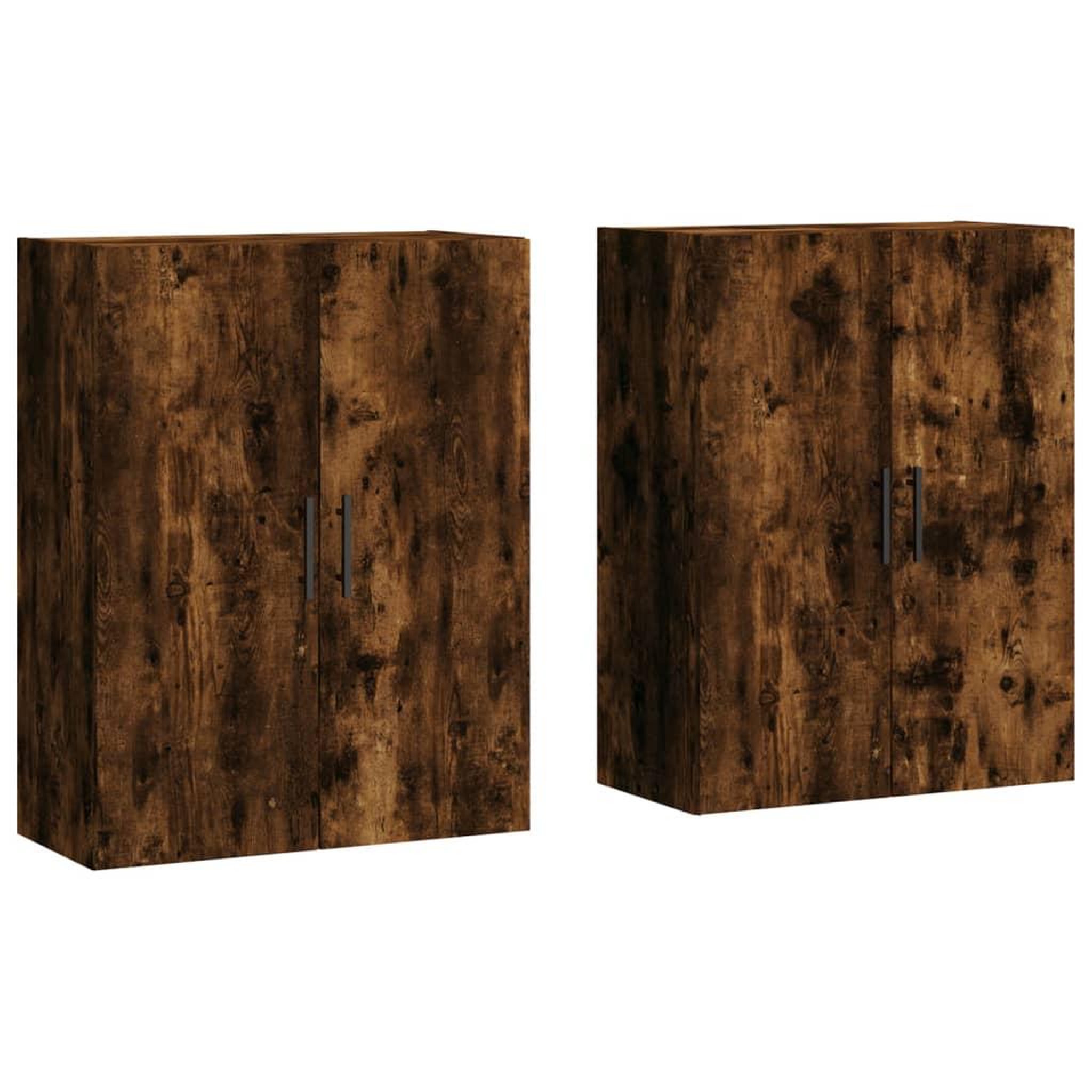 Voir la diapositive 2 : VIDAXL Armoires murales 2 pcs chene fume 69,5x34x90 cm