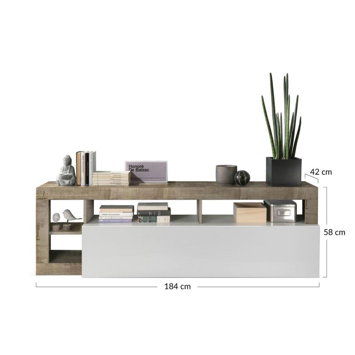 BEST MOBILIER Lou - meuble tv - 1 porte - 184 cm