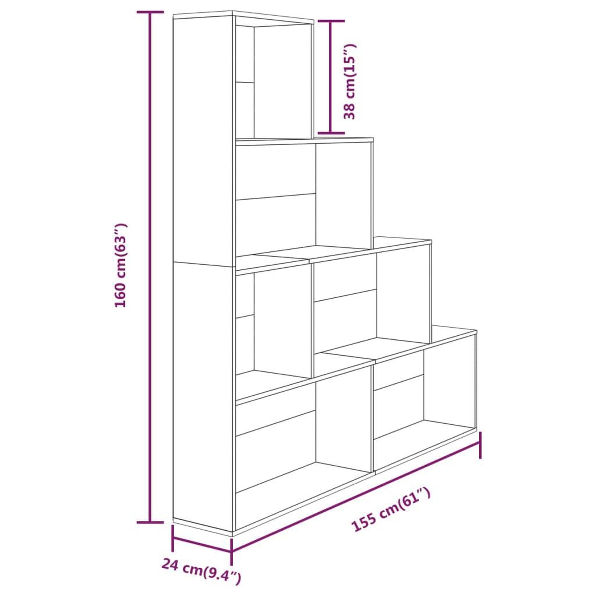 Voir la diapositive 6 : VIDAXL Armoire a livres Sonoma gris 155x24x160 cm