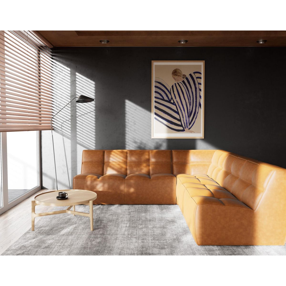 LISA DESIGN Alya - canapé modulable d'angle réversible 5 places en simili