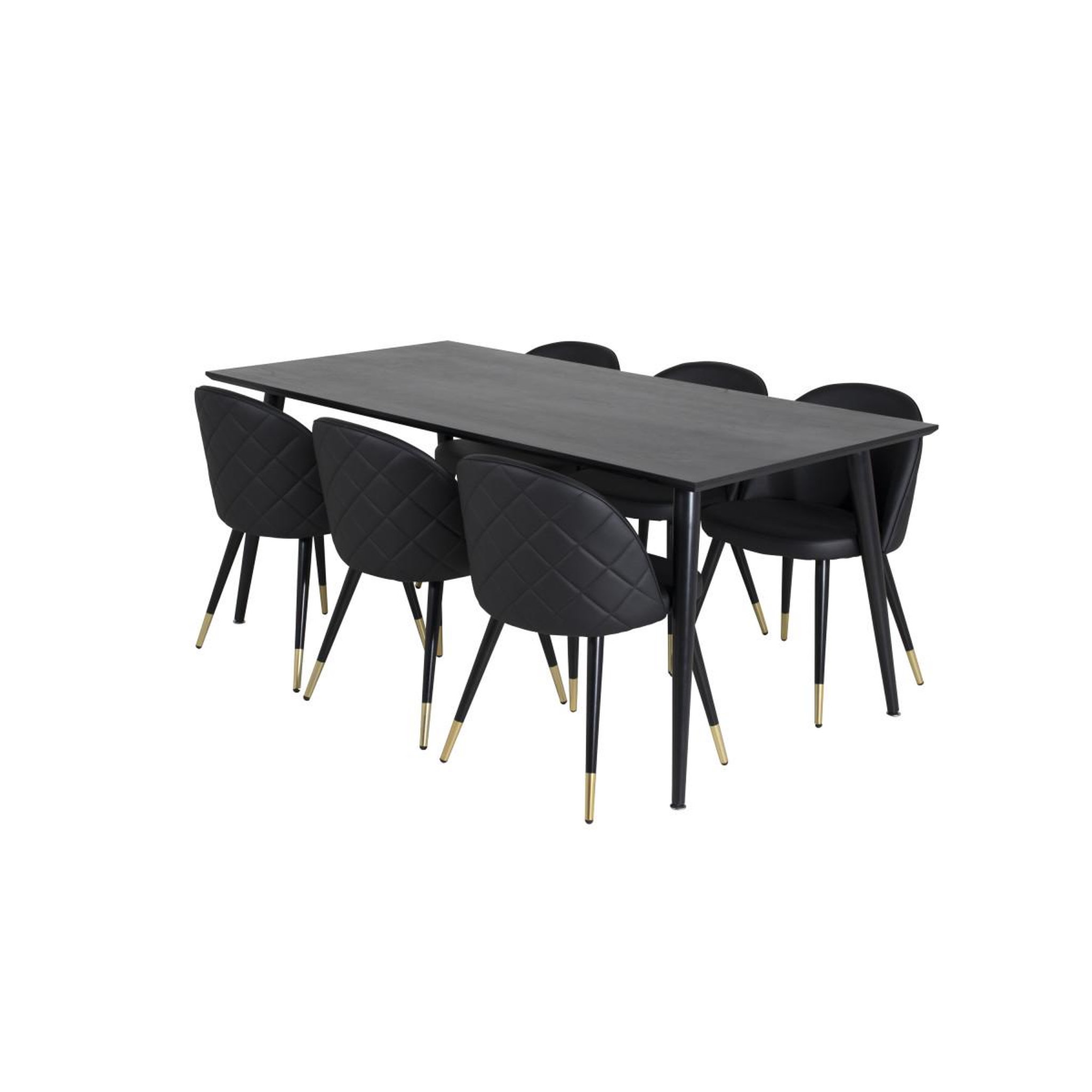 Voir la diapositive 3 : Paris Prix Ensemble table à manger & 6 chaises design  dipp & velvet  180cm noir