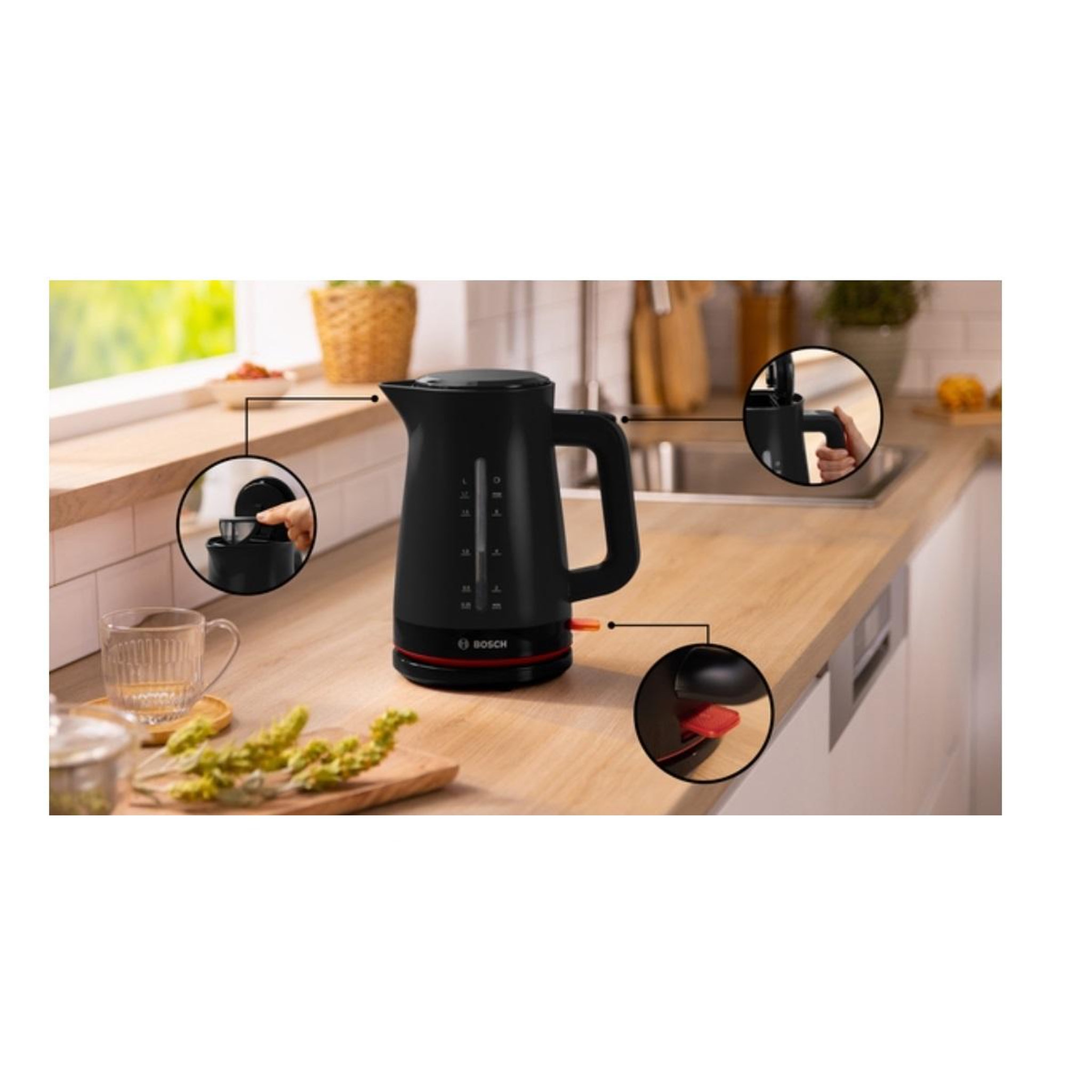 Voir la diapositive 2 : BOSCH Bouilloire électrique 1.7l 2400w noir - twk3m123
