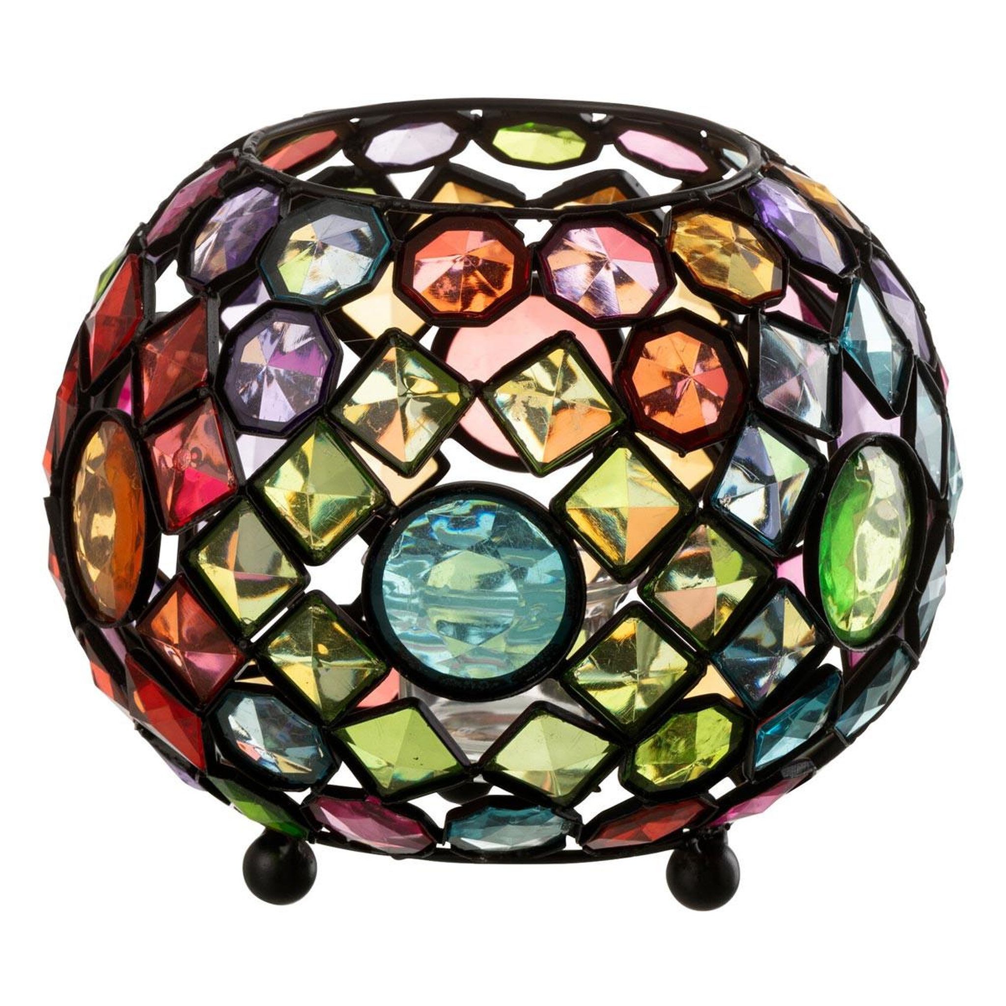 J-LINE Photophore en Métal  Festive  20cm Multicolore