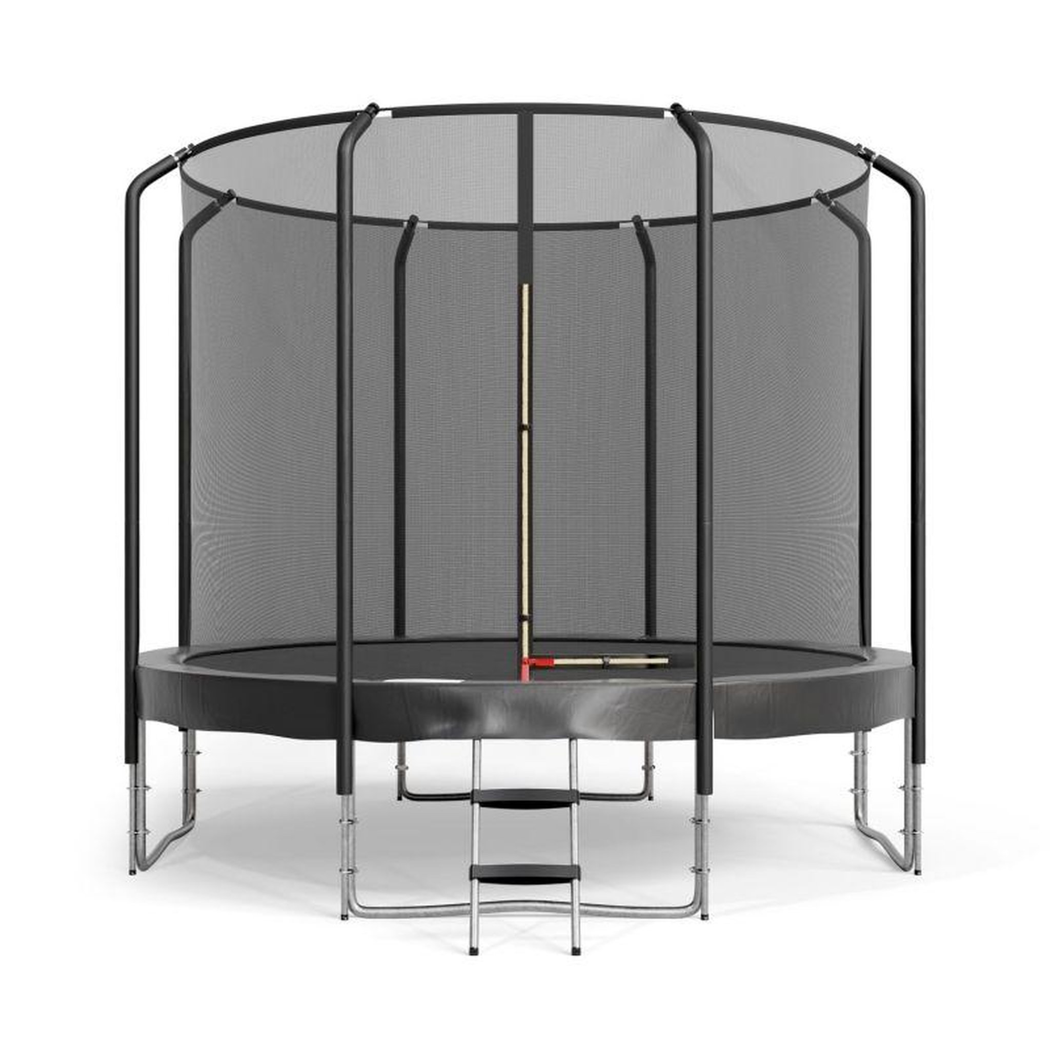 JUMP4FUN Trampoline Semi-Pro 10FT / 305cm Noir avec Filet de sécurité, Tapis de saut, Coussin de protection, Echelle
