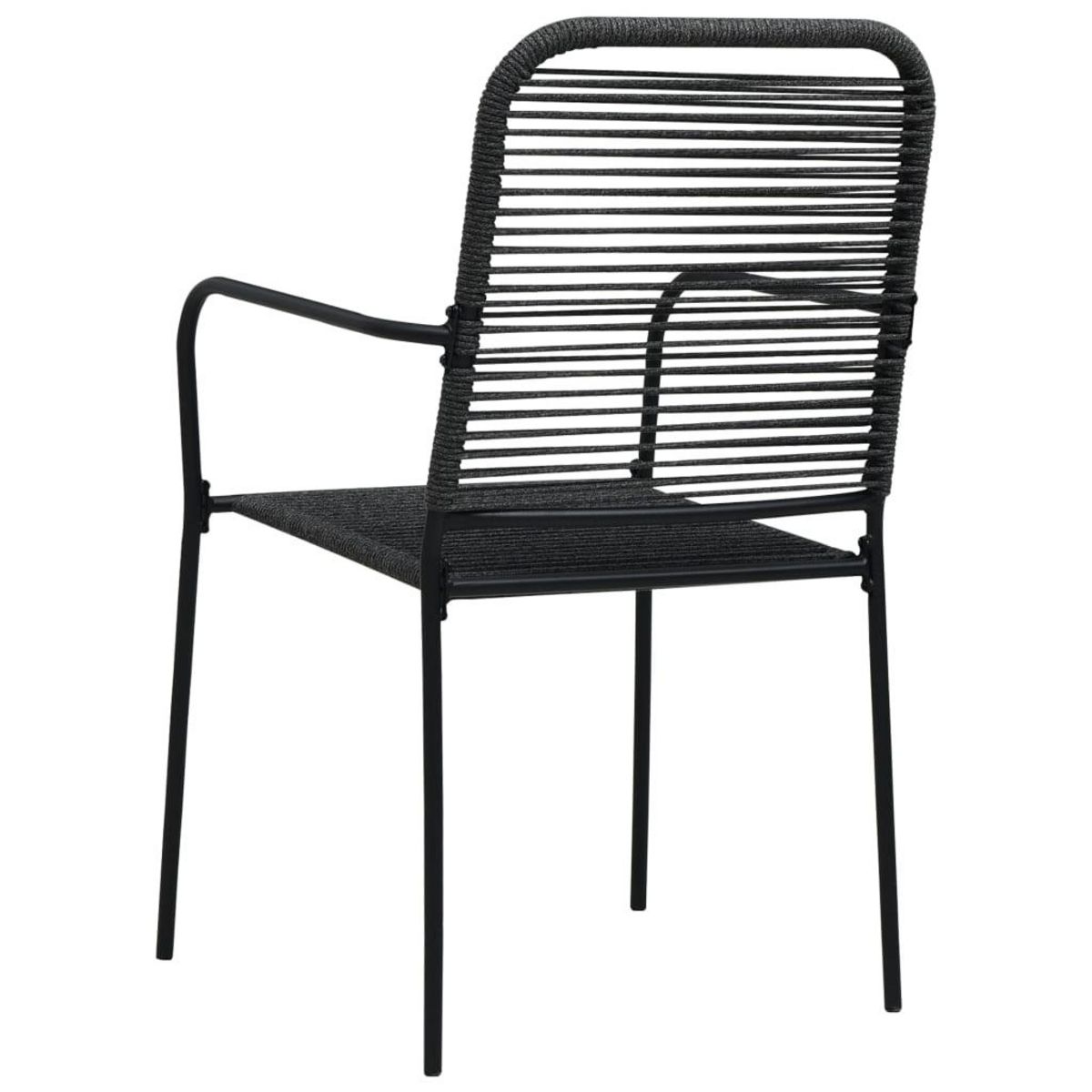 VIDAXL Chaises de jardin lot de 2 Corde en coton et acier Noir