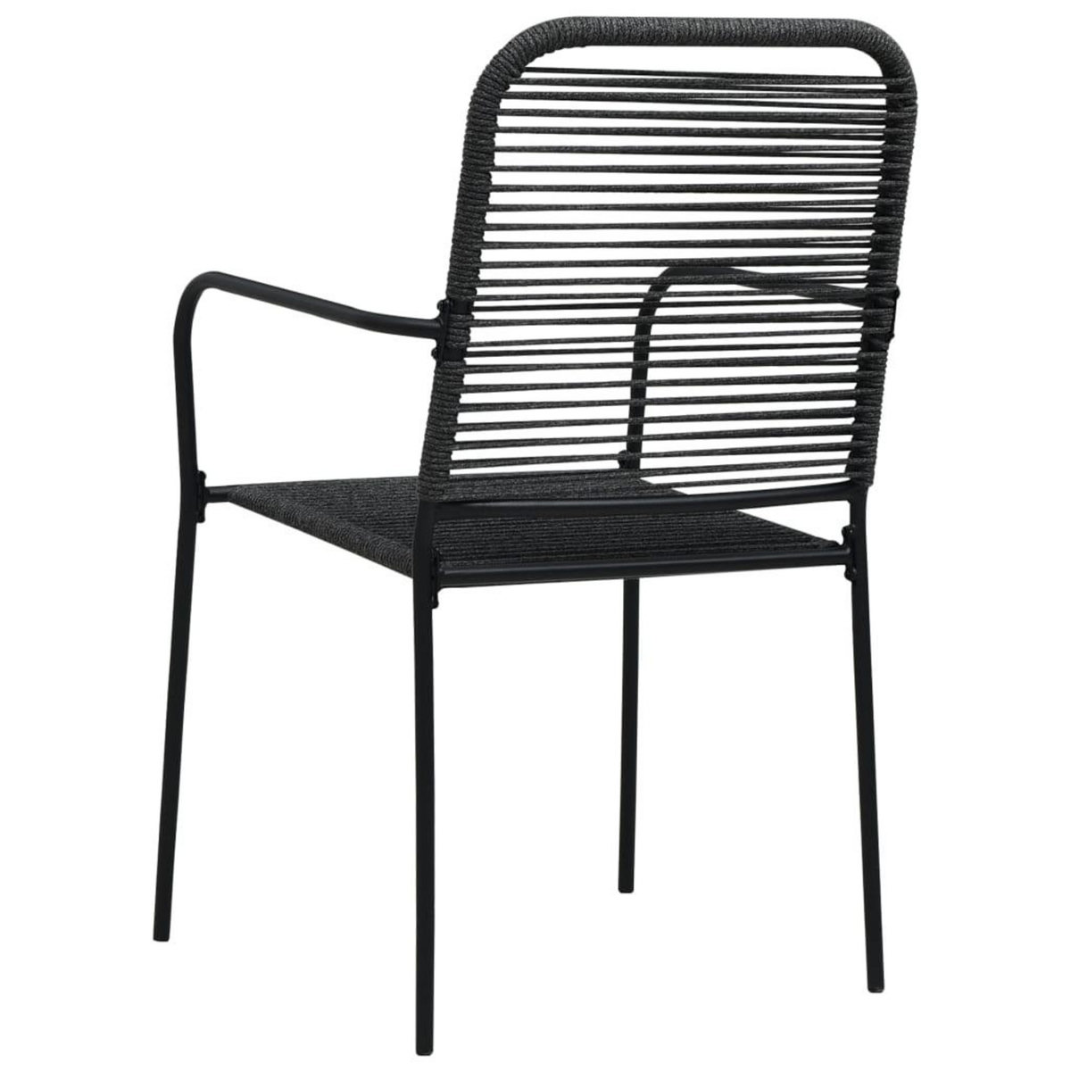 VIDAXL Chaises de jardin lot de 2 Corde en coton et acier Noir
