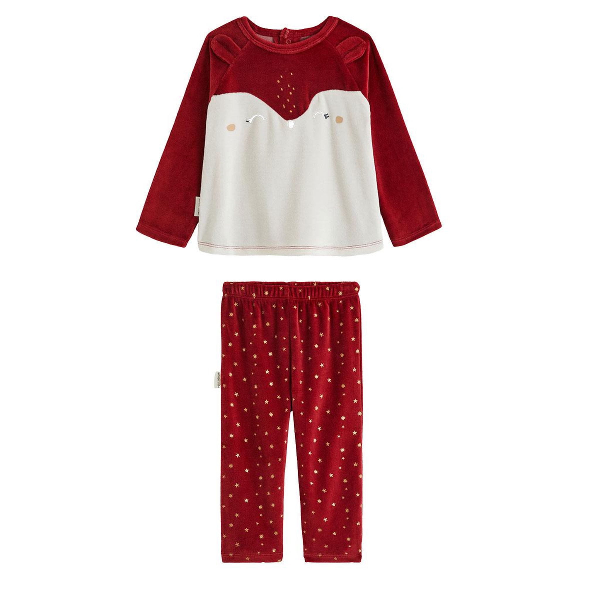 PETIT BEGUIN Pyjama enfant 2 pièces en velours Grace. Coloris disponibles : Beige