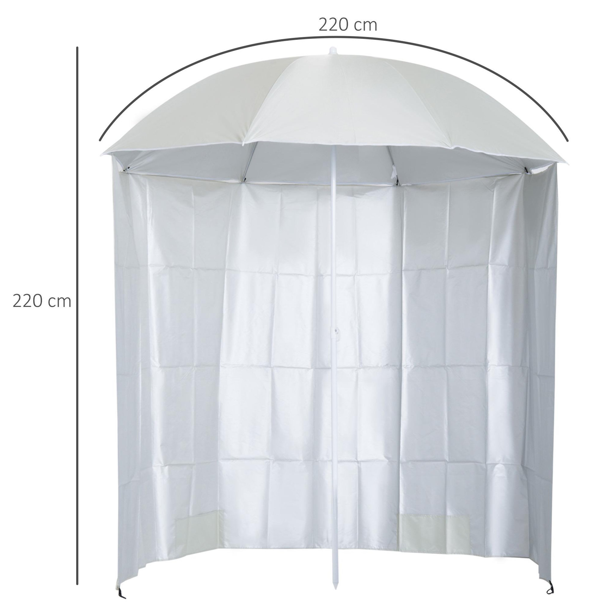 Voir la diapositive 3 : OUTSUNNY Parasol de plage Ø 2,2 x 2,2H cm protection UPF 50 + sac transport, sardines et lestage intégrés crème