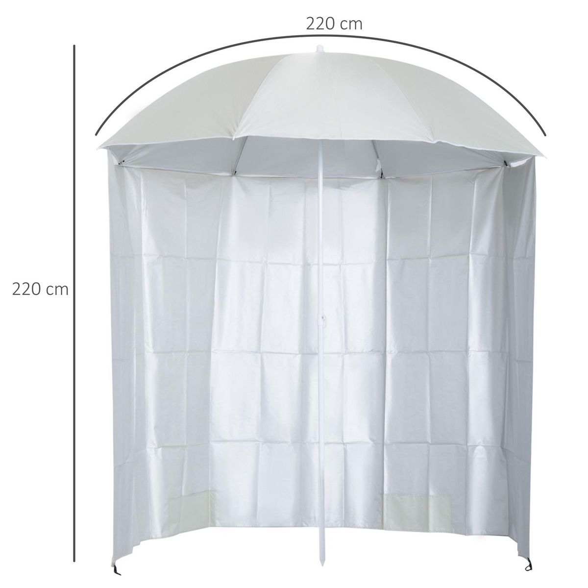 OUTSUNNY Parasol de plage Ø 2,2 x 2,2H cm protection UPF 50 + sac transport, sardines et lestage intégrés crème
