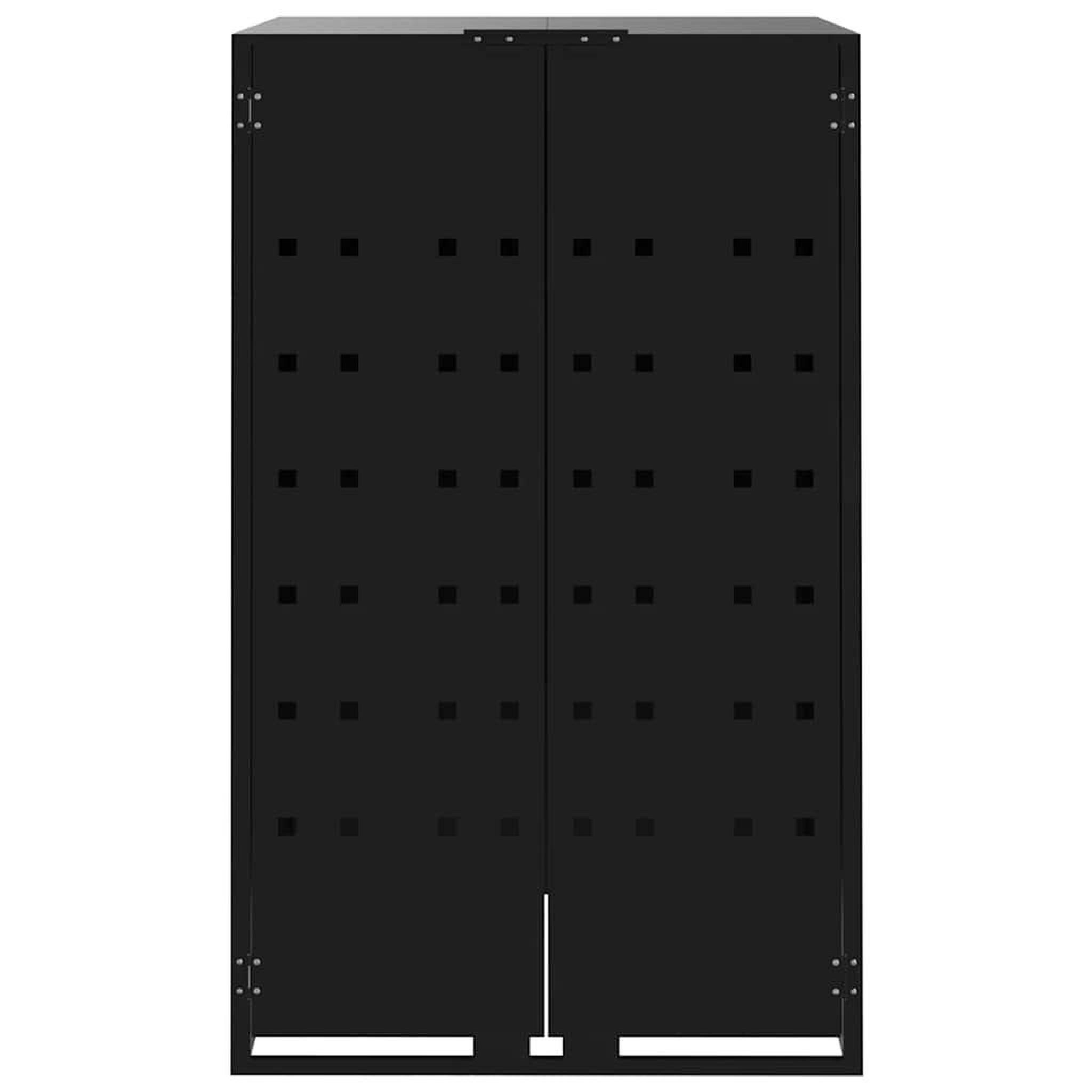 Voir la diapositive 4 : VIDAXL Rangement a roulettes pour poubelles pour bac unique noir acier