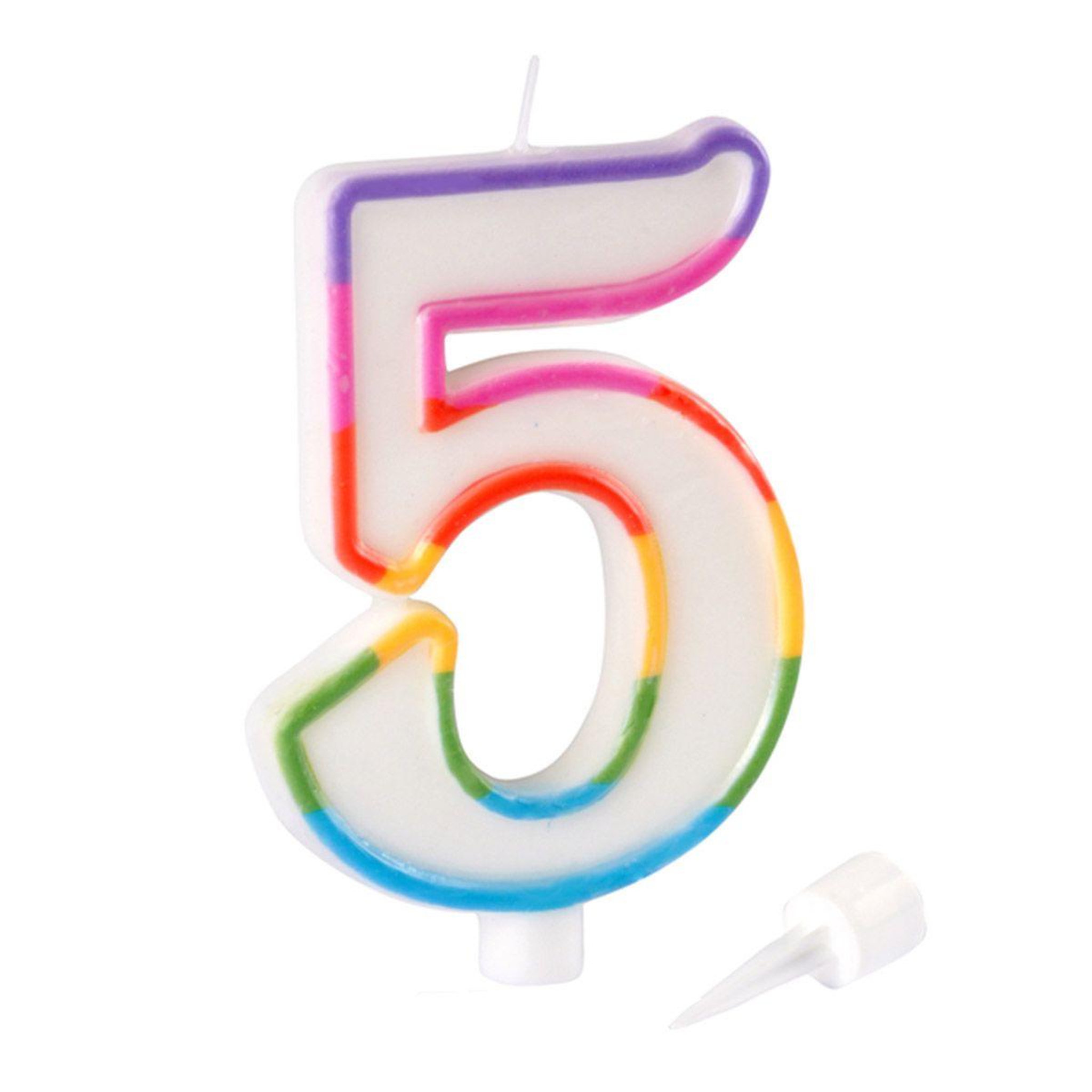 Voir la diapositive 2 : HOMEA Bougie d'Anniversaire  Chiffre 5  10cm Multicolore