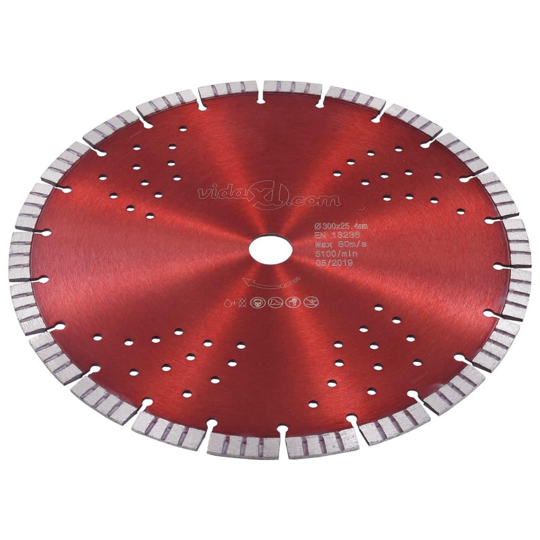 Voir la diapositive 2 : VIDAXL Disque de coupe diamante avec turbo et trous Acier 300 mm