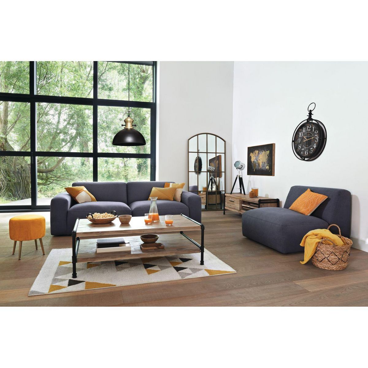 ATMOSPHERA Grand plaid en Flanelle uni