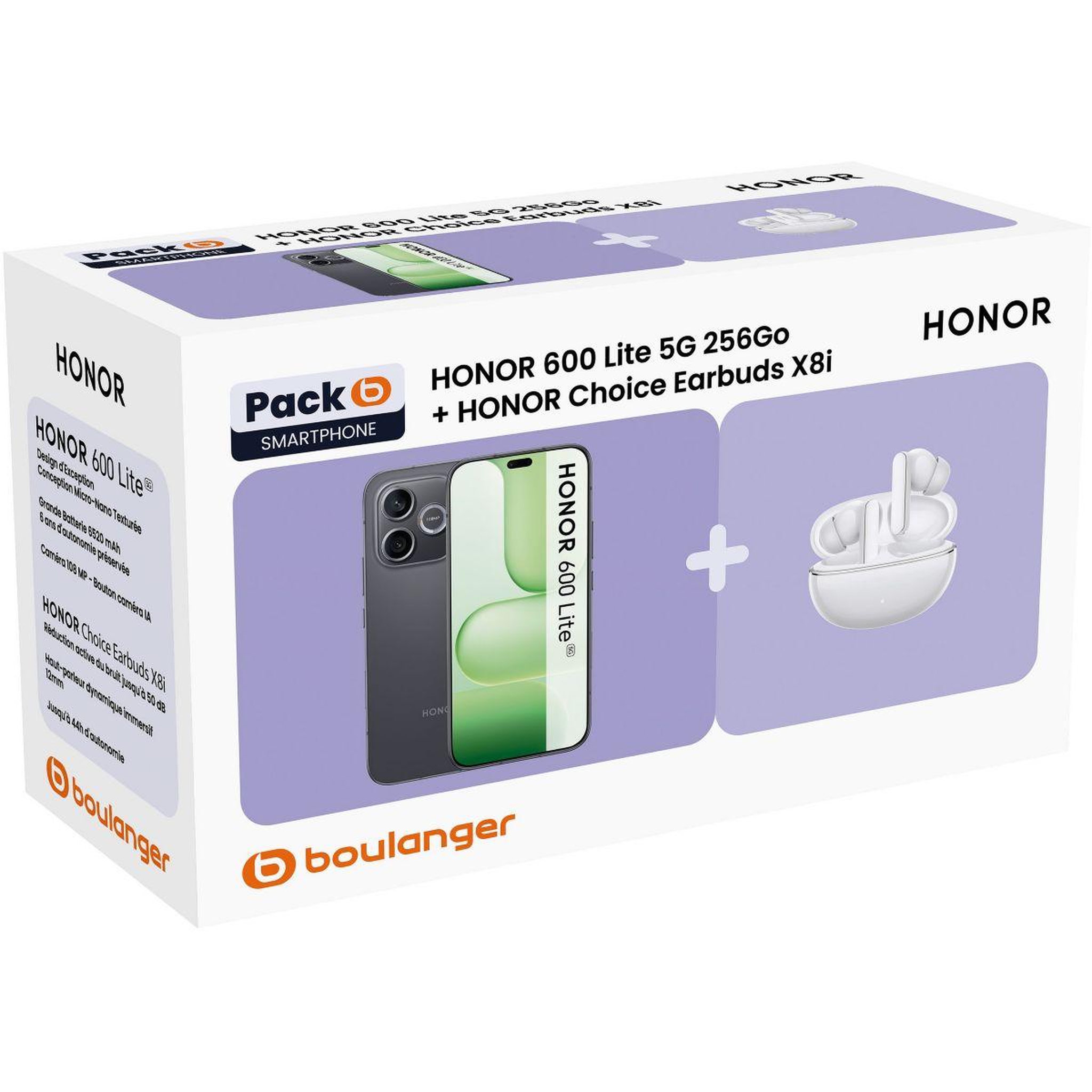 HONOR Smartphone Pack 600Lite Noir+Choice earbuds X8i Whi