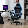 Voir la diapositive 4 : VINSETTO Chaise gaming - chaise de bureau gamer inclinable réglable repose-pieds rétractable coussins synthétique noir bleu